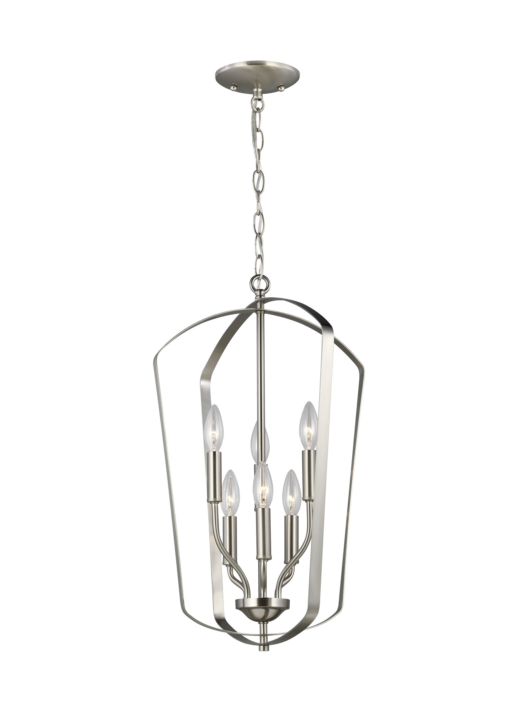 Visual Comfort & Co. Generation Lighting Brushed Nickel 60W 6-Light Candelabra E-12 Foyer Lighting 