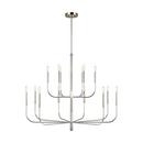 48-3/4 x 37-1/2 in. 60W 2-Tier 15-Light Incandescent Chandelier in Polished Nickel