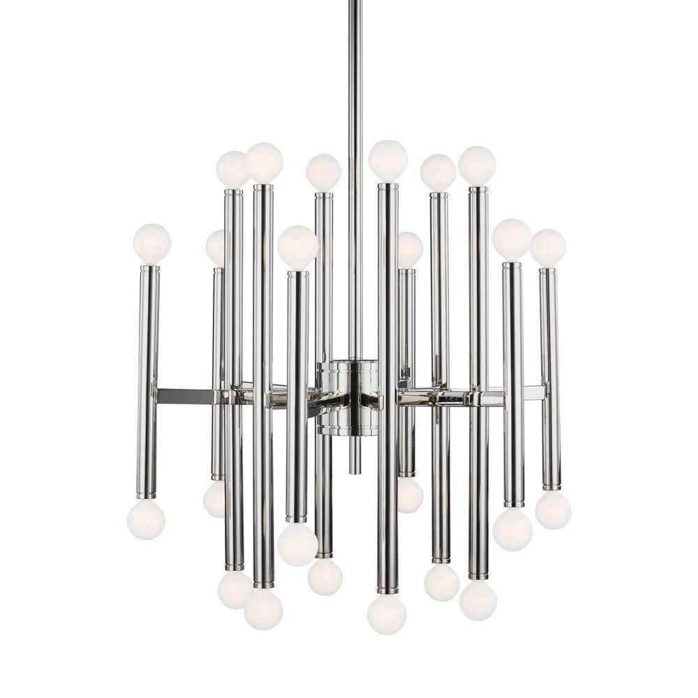 Visual Comfort & Co. Studio Polished Nickel 23 in. 40W 24-Light Candelabra E-12 Incandescent Chandelier 