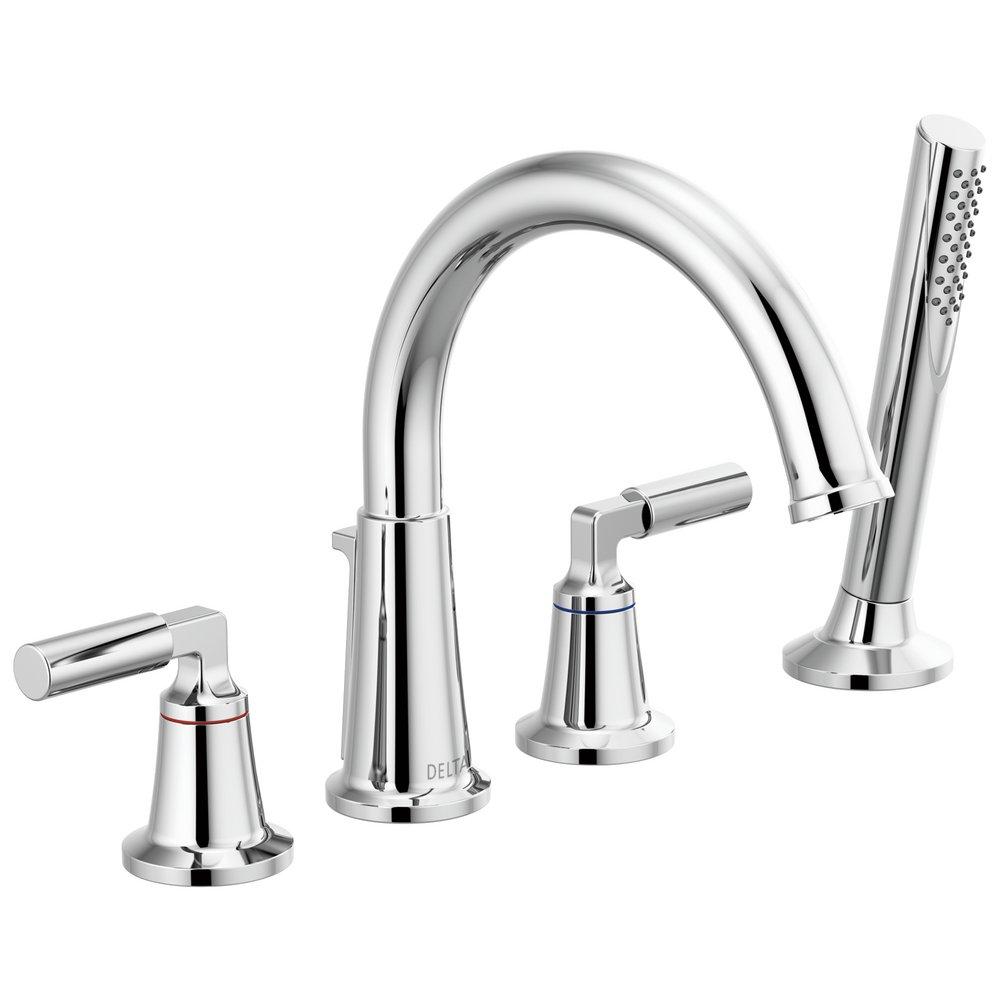 Delta Faucet Chrome Double Lever Handle Roman Tub Faucet 
