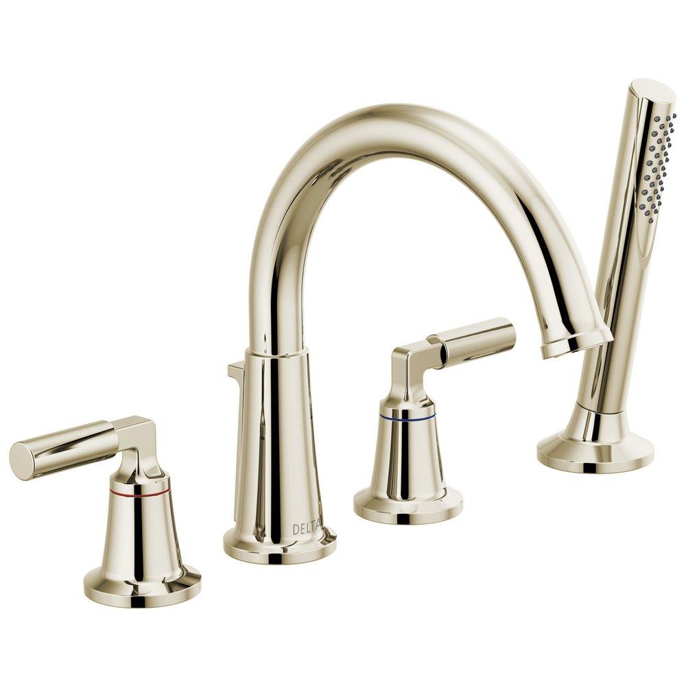 Delta Faucet Polished Nickel Double Lever Handle Roman Tub Faucet 