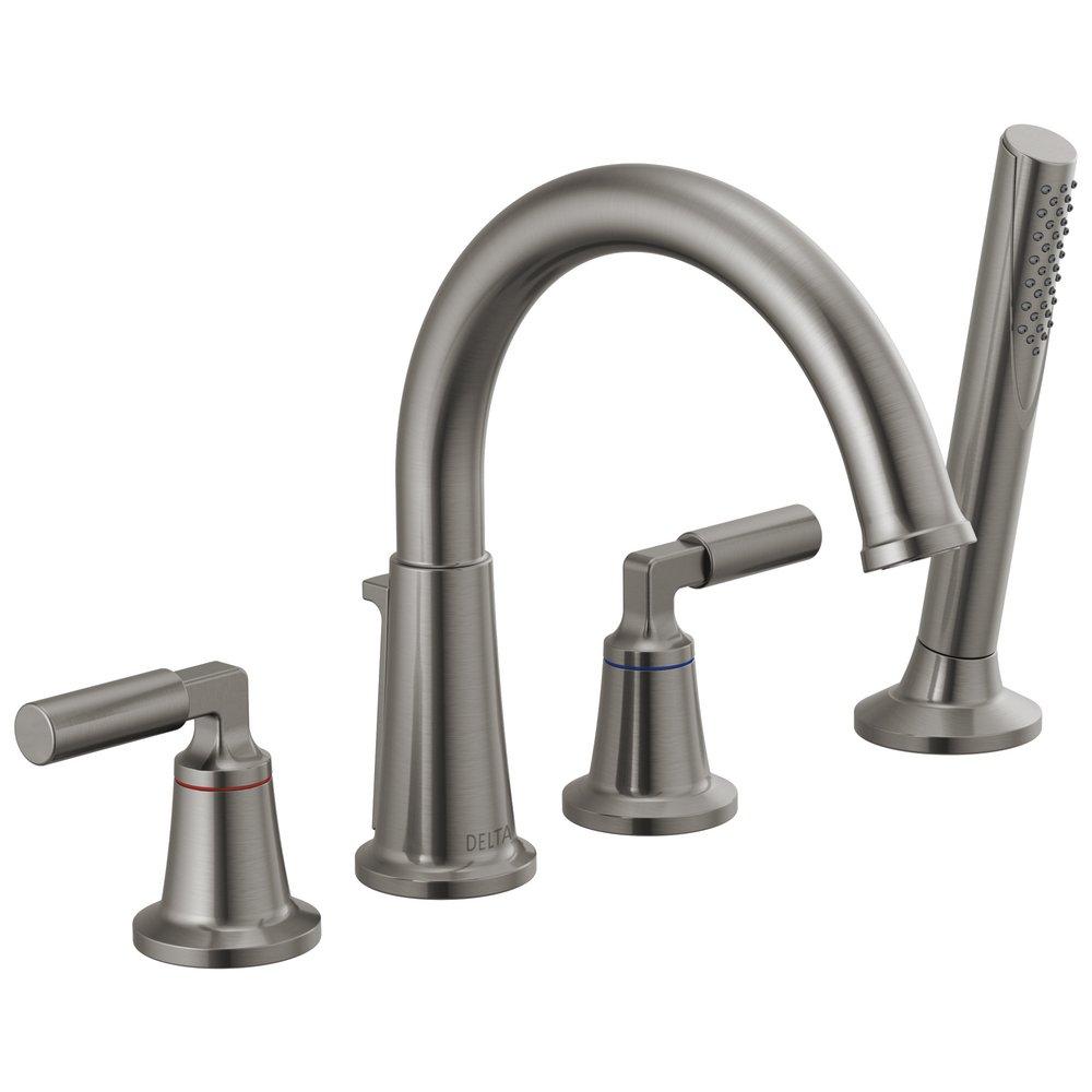 Delta Faucet Black Stainless Two Handle Roman Tub Faucet (Trim Only) 