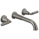 Two Handle Wall Mount Bathroom Sink Faucet in Black Stainless