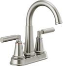Delta Faucet Brilliance&reg; Stainless Two Handle Centerset Bathroom Sink Faucet with Metal Pop-Up Drain 