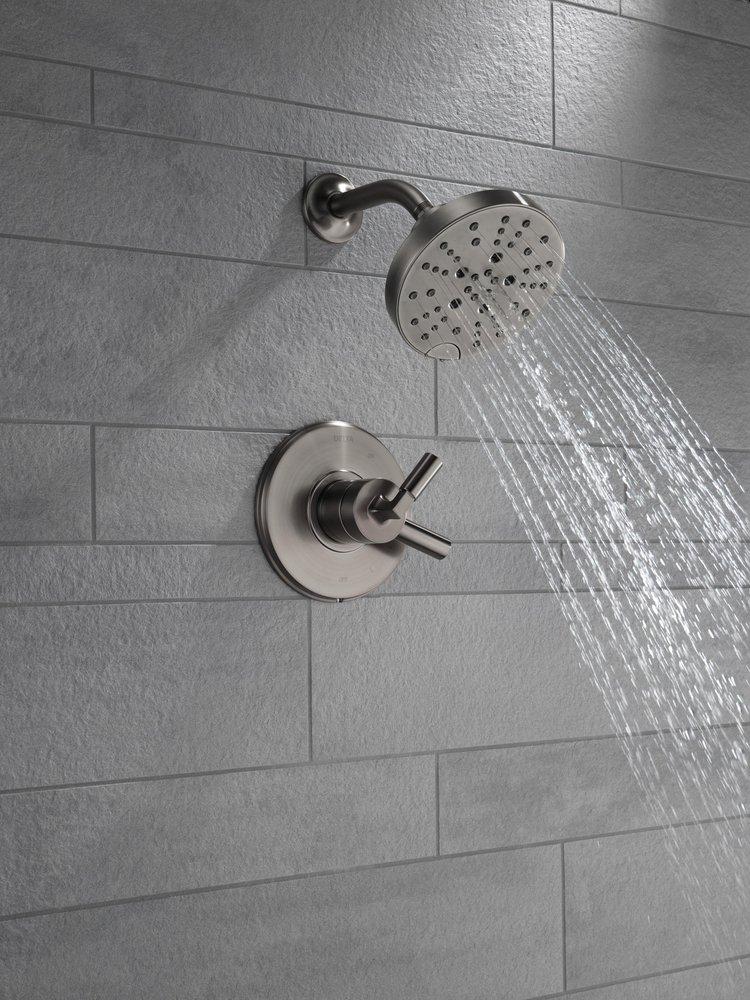 Delta Faucet Black Stainless Single Handle Multi Function Shower Faucet (Trim Only) 