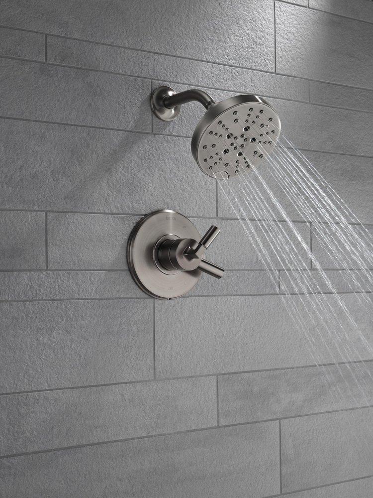 Delta Faucet Black Stainless Single Handle Multi Function Shower Faucet (Trim Only) 
