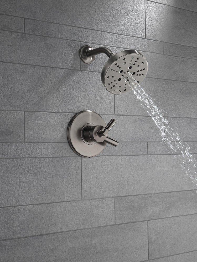 Delta Faucet Black Stainless Single Handle Multi Function Shower Faucet (Trim Only) 