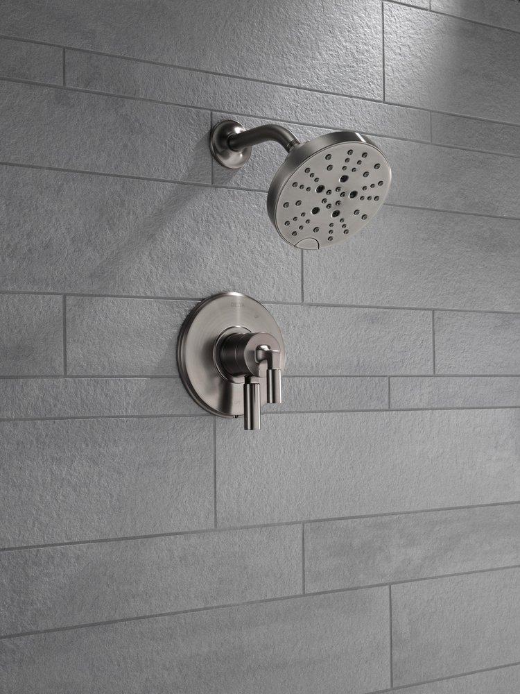 Delta Faucet Black Stainless Single Handle Multi Function Shower Faucet (Trim Only) 