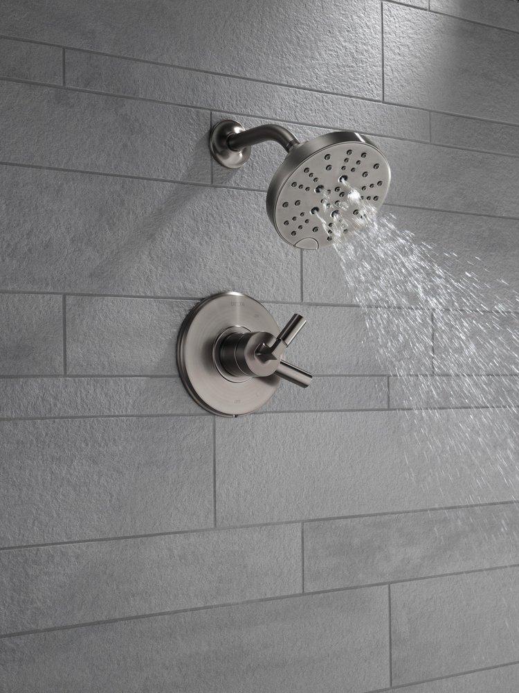 Delta Faucet Black Stainless Single Handle Multi Function Shower Faucet (Trim Only) 