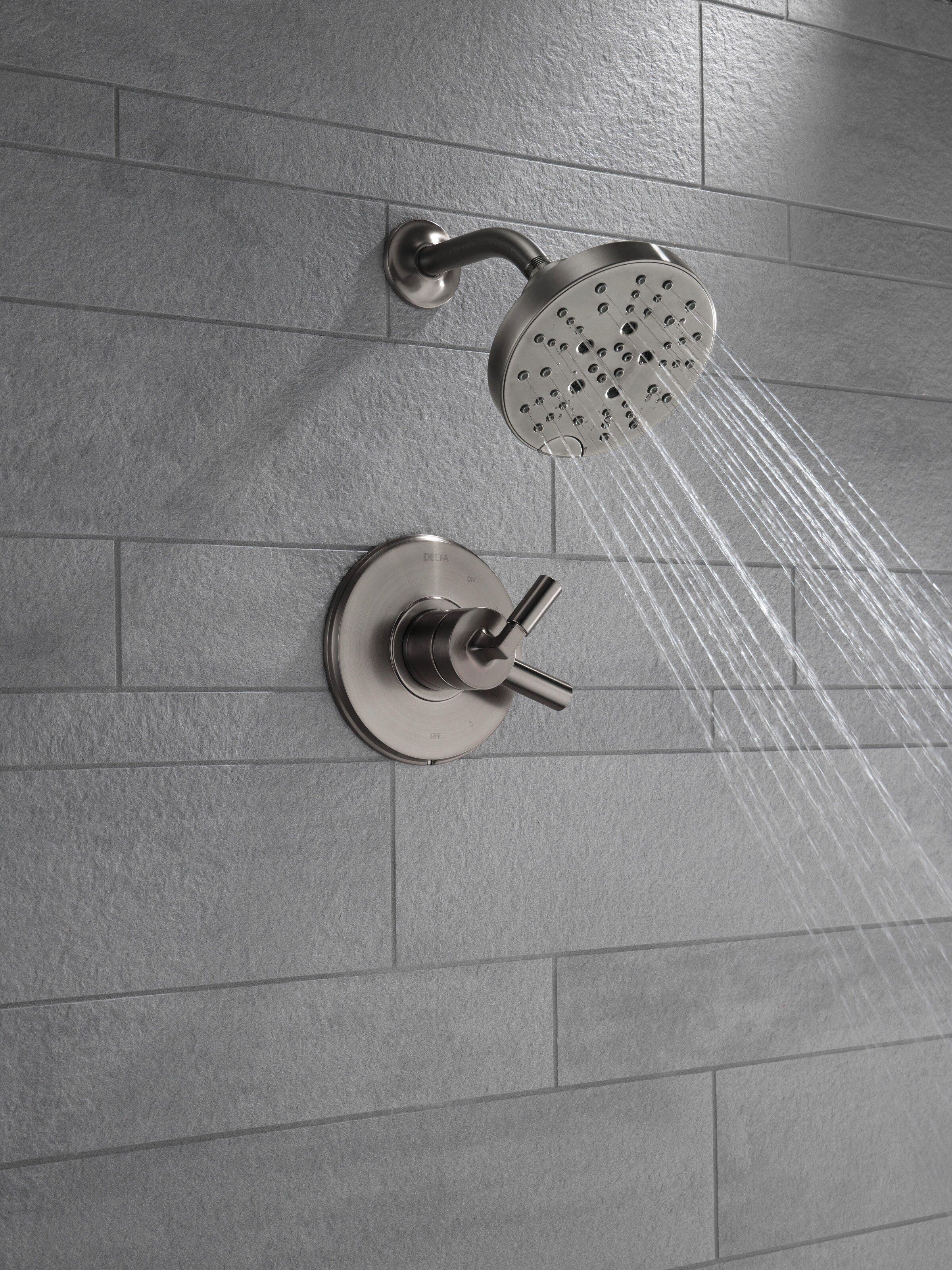 Delta Faucet Black Stainless Single Handle Multi Function Shower Faucet (Trim Only) 