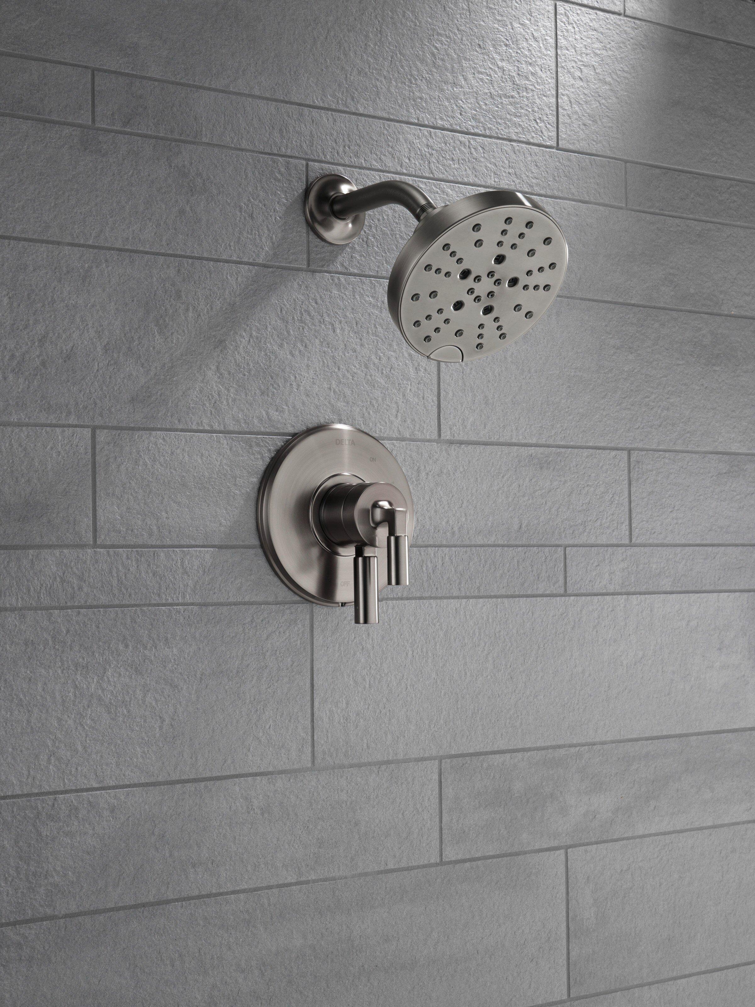 Delta Faucet Black Stainless Single Handle Multi Function Shower Faucet (Trim Only) 