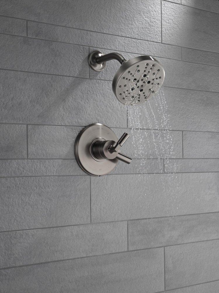 Delta Faucet Black Stainless Single Handle Multi Function Shower Faucet (Trim Only) 