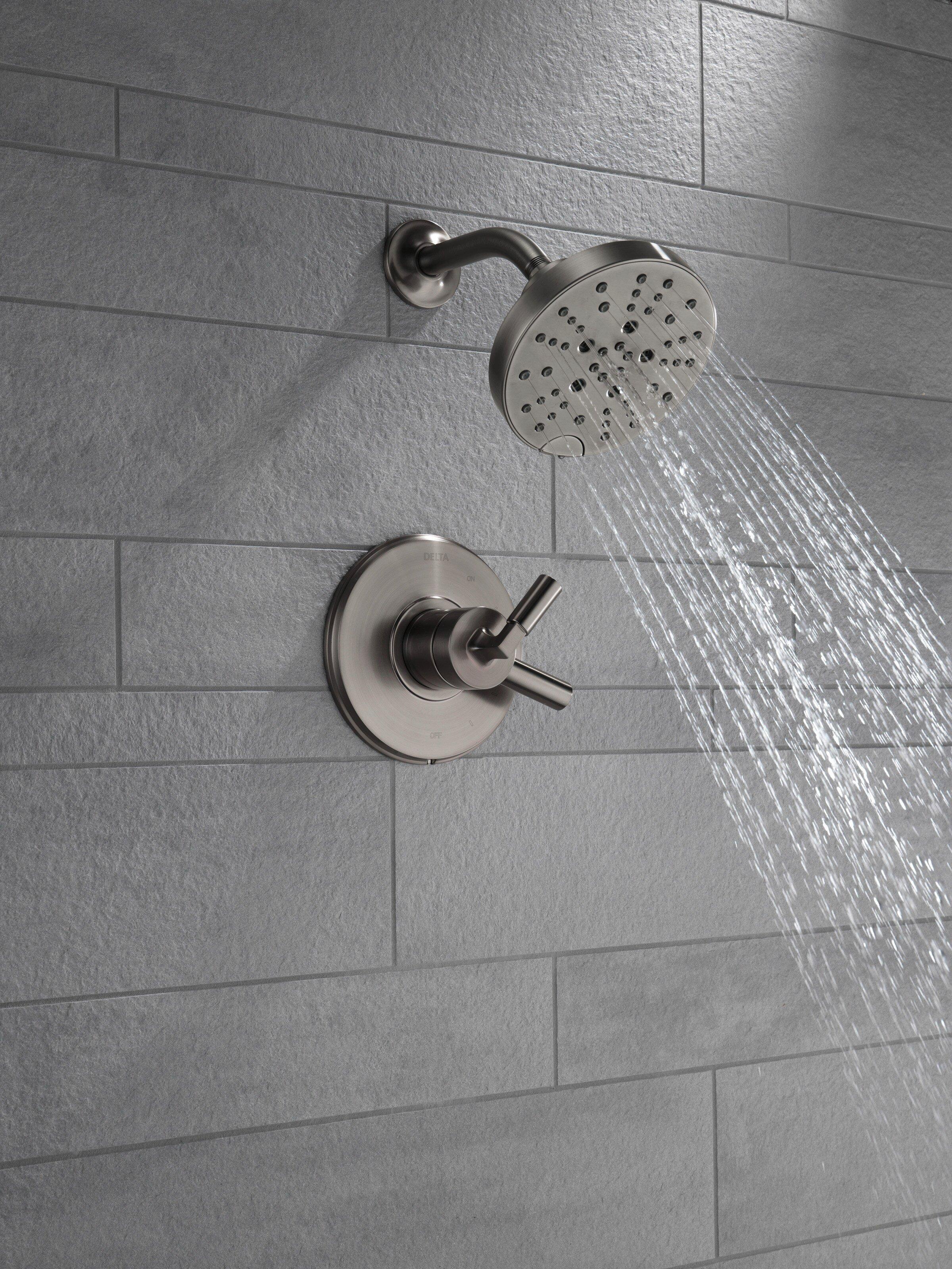 Delta Faucet Black Stainless Single Handle Multi Function Shower Faucet (Trim Only) 