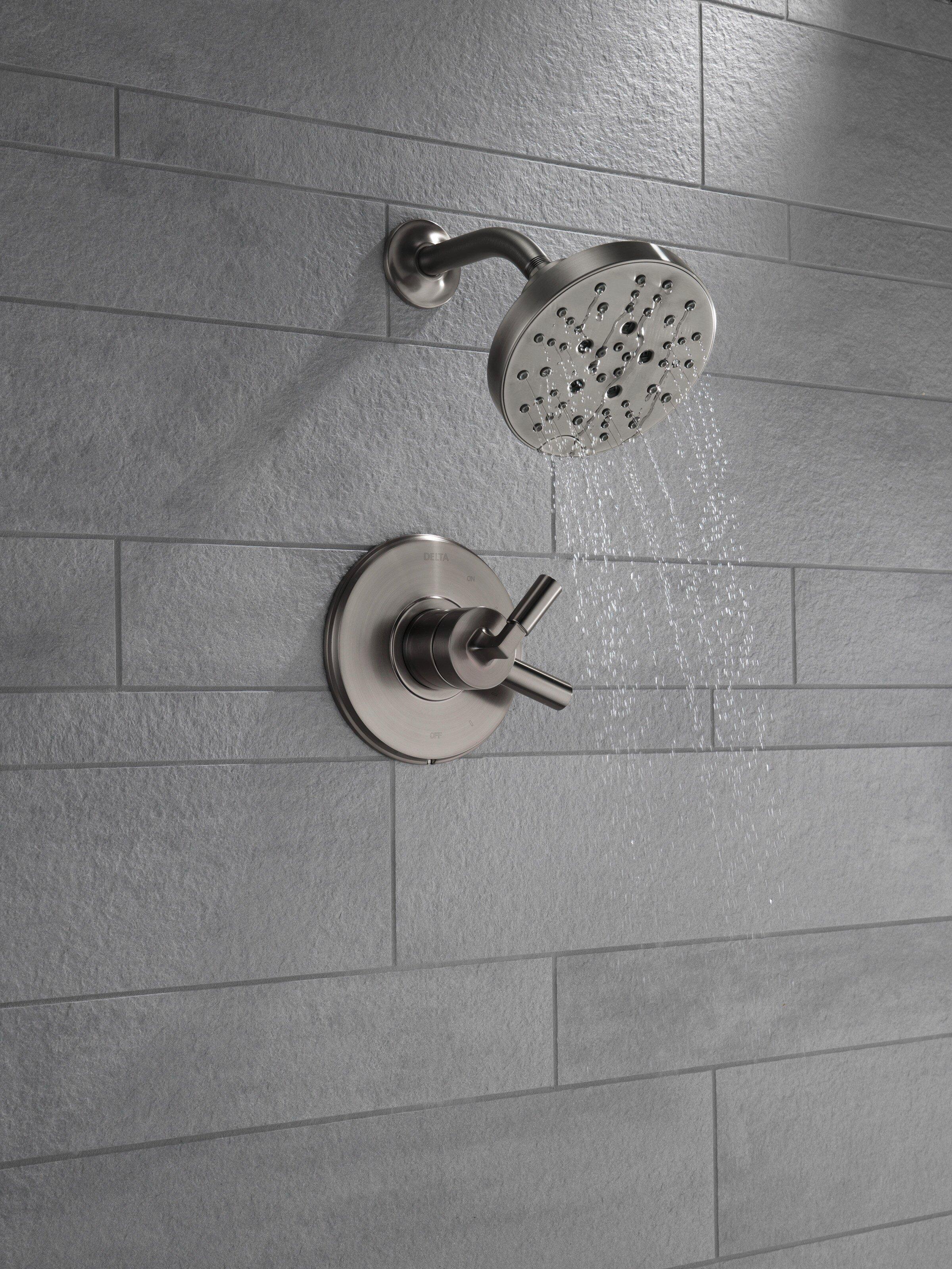 Delta Faucet Black Stainless Single Handle Multi Function Shower Faucet (Trim Only) 