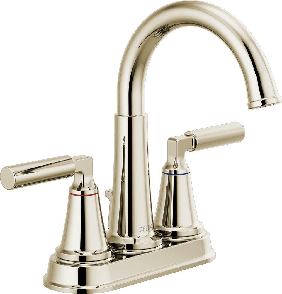 Delta Faucet Polished Nickel Two Handle Centerset Bathroom Sink Faucet with Metal Pop-Up Drain 