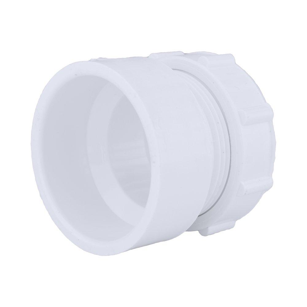 White PVC DWV Female Trap Adapter with Washer & Plastic Nut 