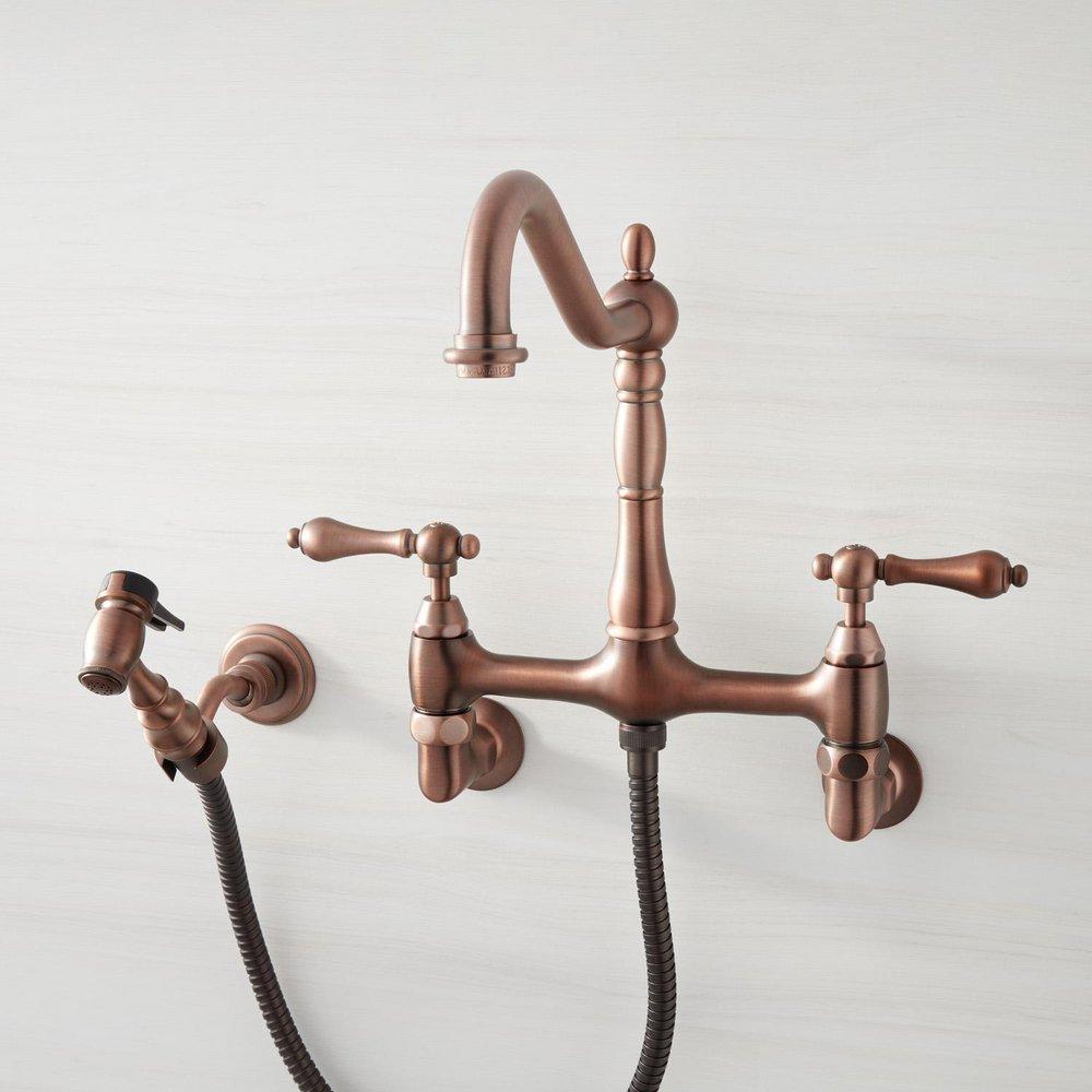 Signature Hardware Oil Rubbed Bronze Bridge Two Handle Kitchen Faucet 