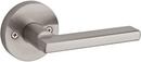 Single Dummy Lever Handle with Round Rosette in Satin Nickel