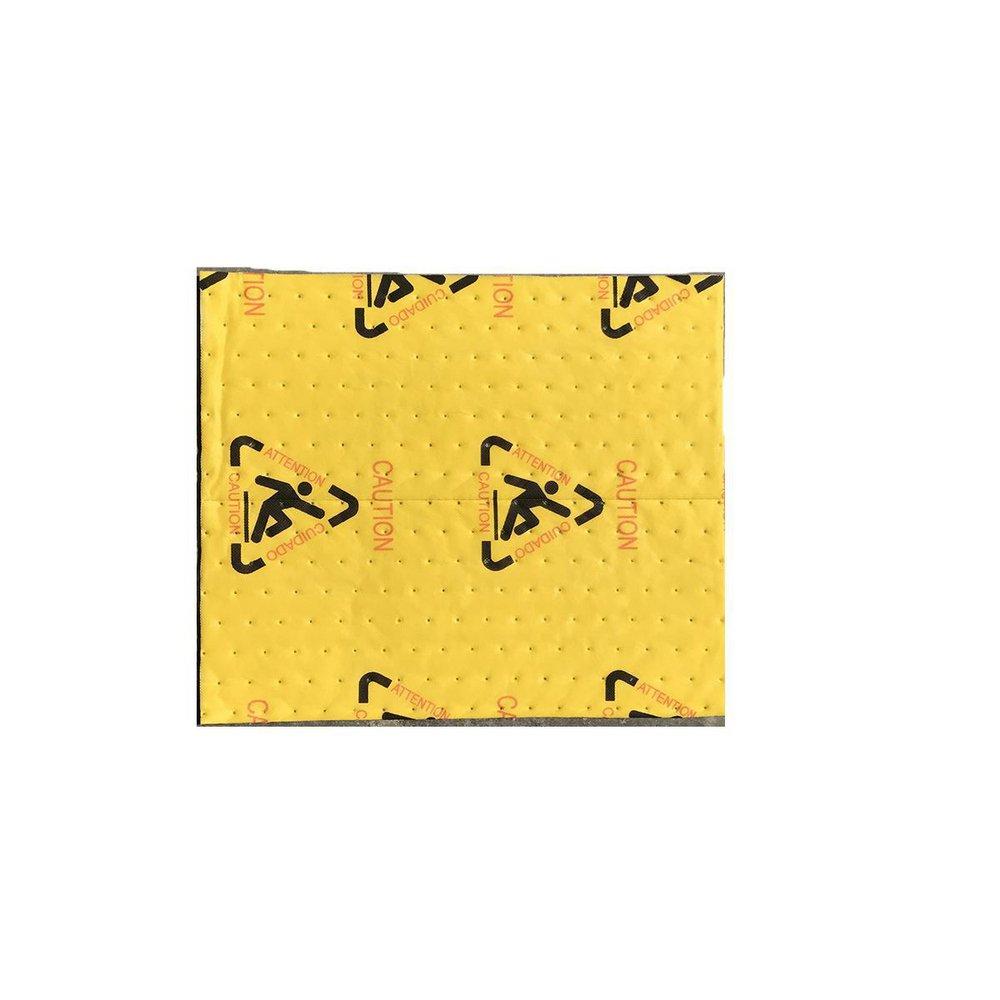 Meltblown Technologies Hi-Viz Yellow 15 in. Fiber Caution Safety Absorbent Pad in Hi-Viz Yellow (Case of 100) 