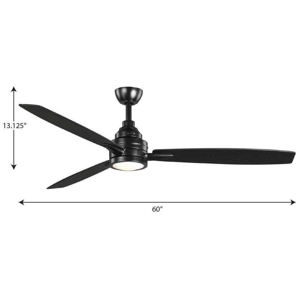 Progress Lighting Black 74W 1-Light 3-Blade LED Ceiling Fan 