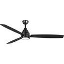 Progress Lighting Black 75W 3-Blade Ceiling Fan with 60 in. Blade Span and LED Light 