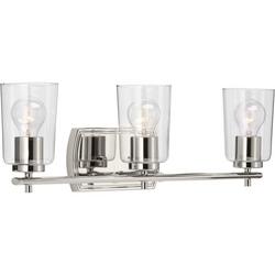60W 3-Light Medium Vanity Fixture in Polished Nickel