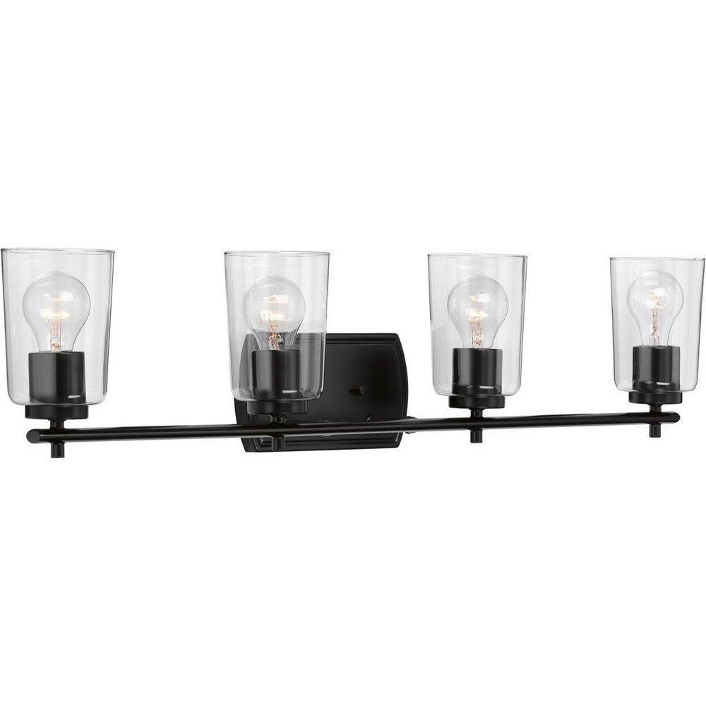 Progress Lighting Matte Black 60W 4-Light Medium Vanity Fixture 