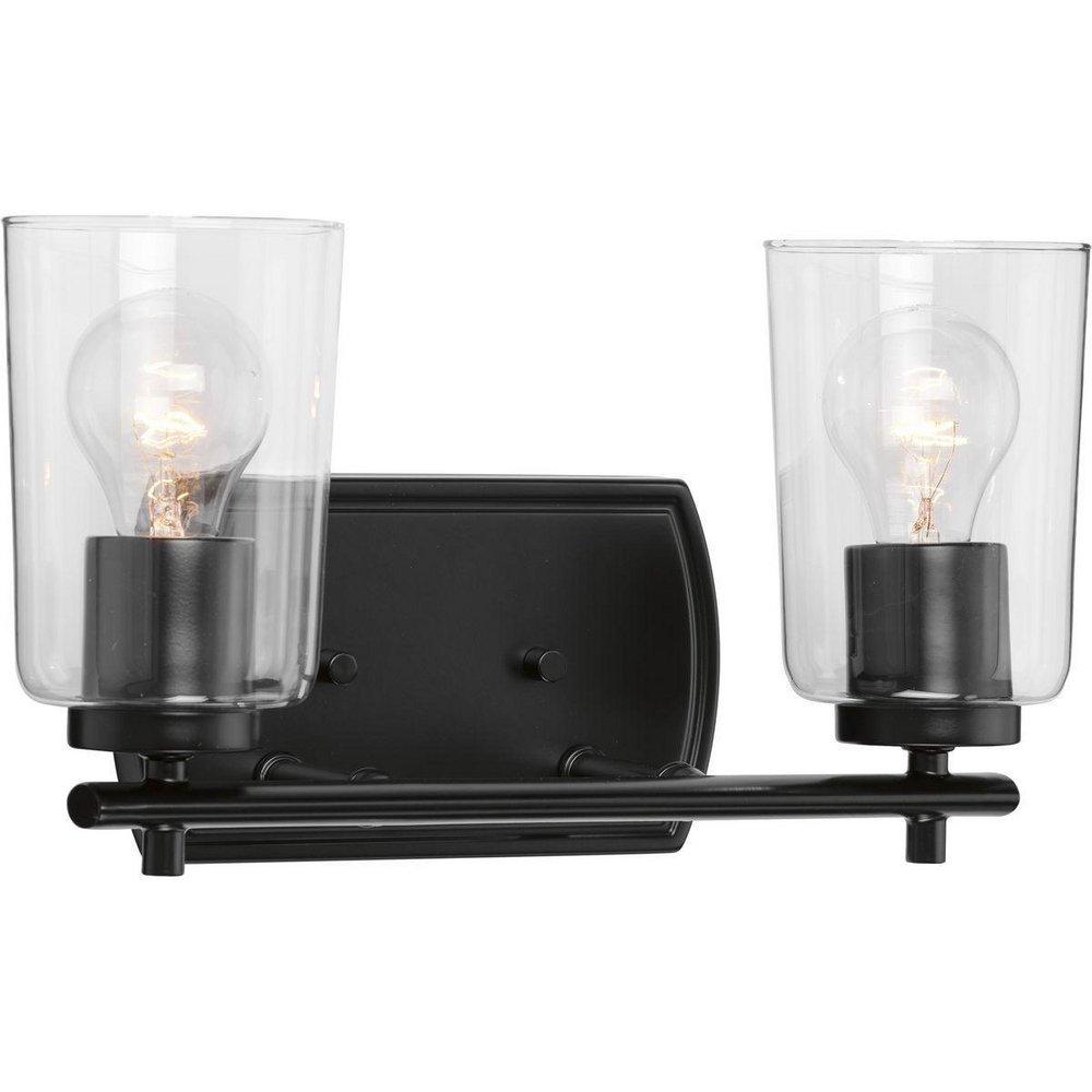 Progress Lighting Matte Black 60W 2-Light Medium E-26 Incandescent Vanity Fixture 