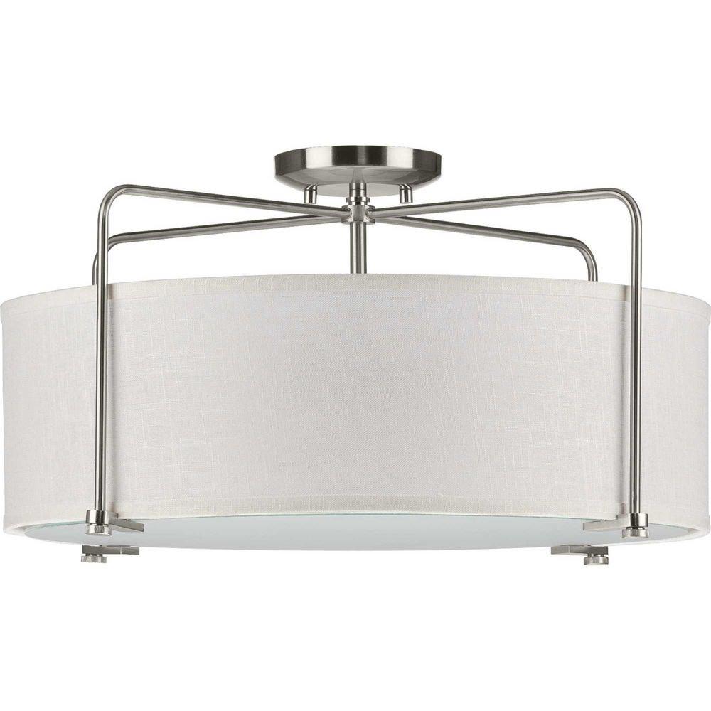 Progress Lighting Brushed Nickel 60W 3-Light Medium E-26 Incandescent Semi-Flush Mount Ceiling Fixture 