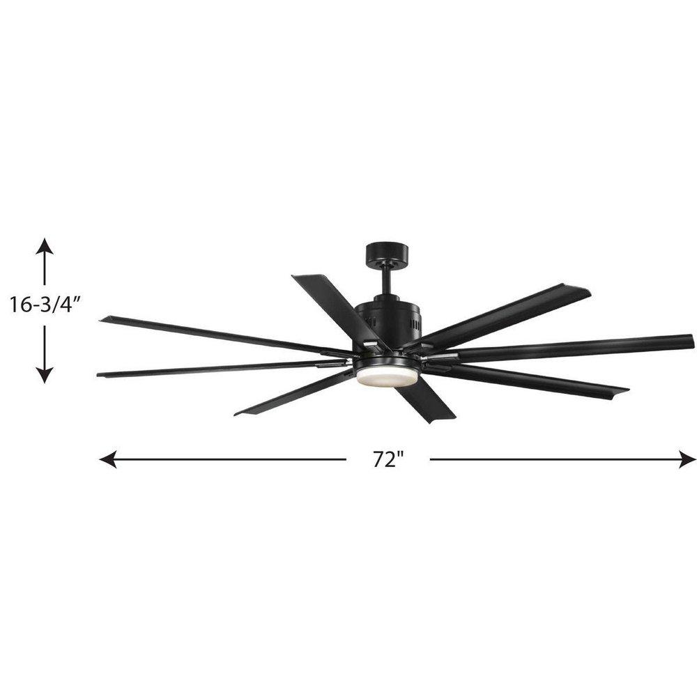 Progress Lighting Black 8 Blades 72 in. Indoor Ceiling Fan 