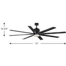 Progress Lighting Black 8 Blades 72 in. Indoor Ceiling Fan 
