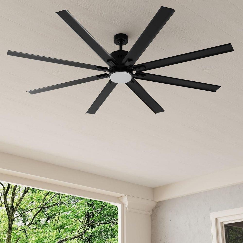 Progress Lighting Black 16-3/4 in. 18W 8-Blade Ceiling Fan with 72 in. Blade Span and LED Light 