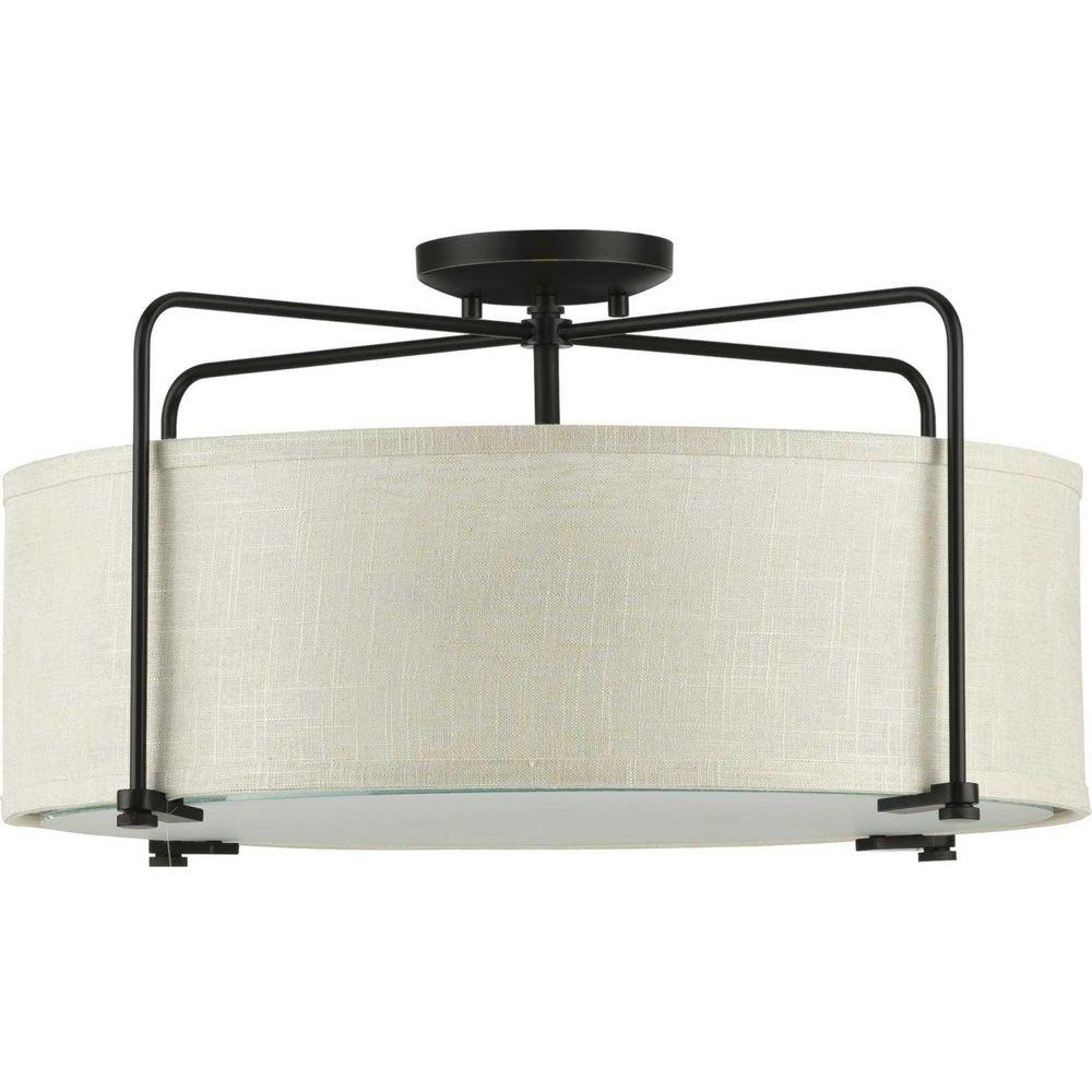 Progress Lighting Antique Bronze 60W 3-Light Medium E-26 Incandescent Semi-Flush Mount Ceiling Fixture 
