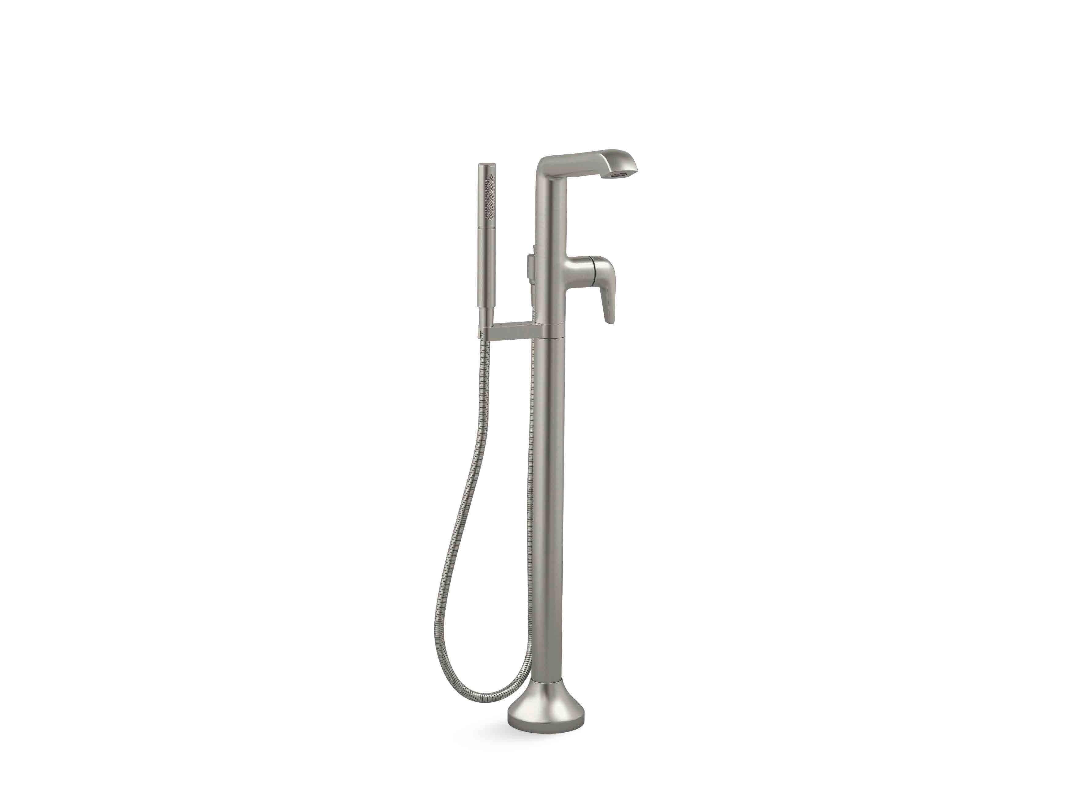 KOHLER Vibrant Brushed Nickel Single Handle Floor Mount Tub Filler with Hand Shower 