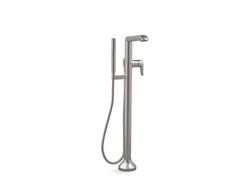 Single Handle Floor Mount Tub Filler with Hand Shower in Vibrant&reg; Brushed Nickel