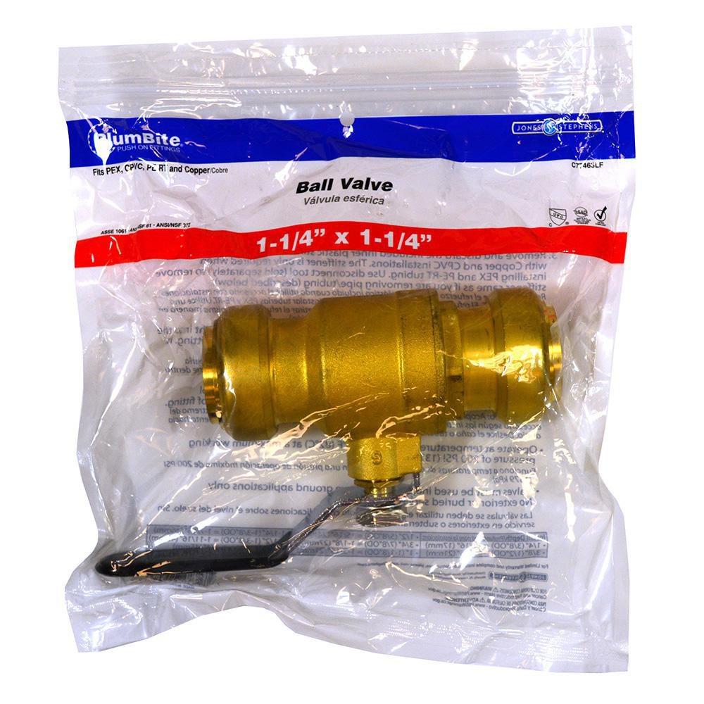 Jones Stephens Rough Brass Brass Push-to-Connect 200# Ball Valve 