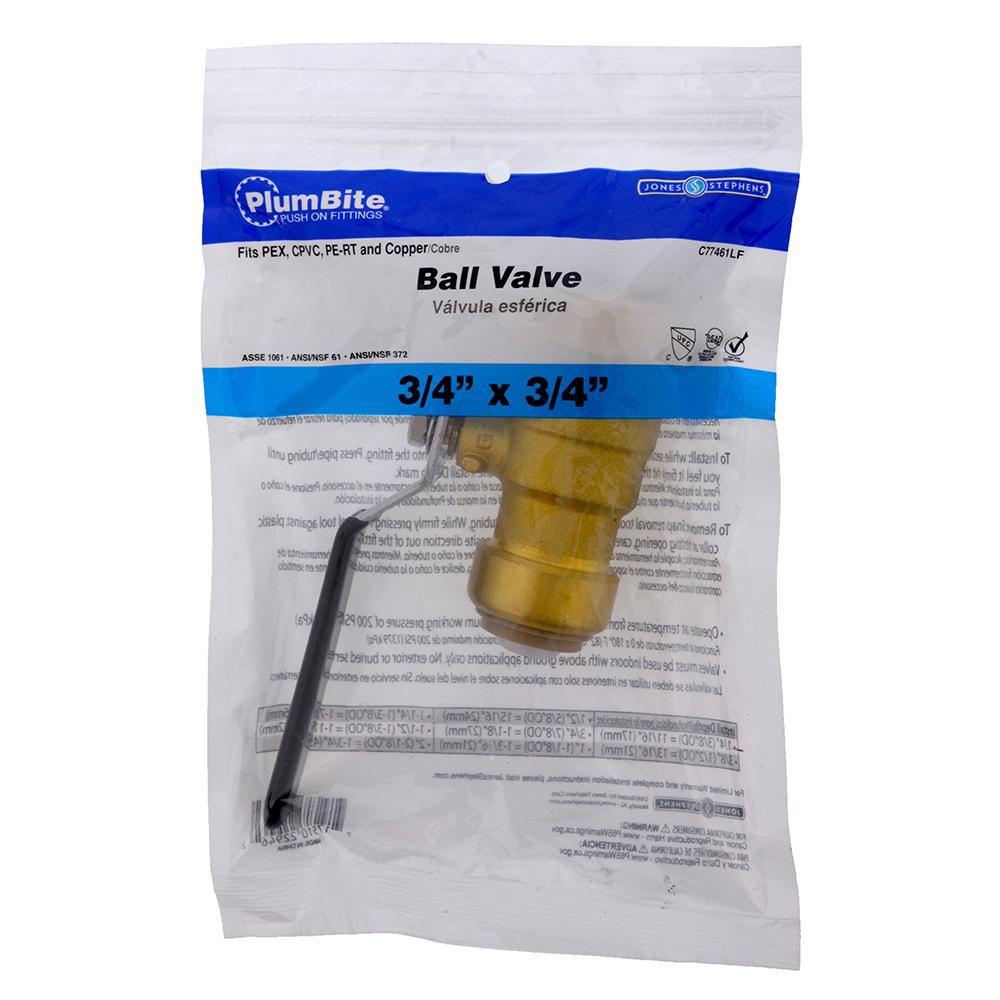 Jones Stephens Rough Brass Brass Push-to-Connect 200# Ball Valve 