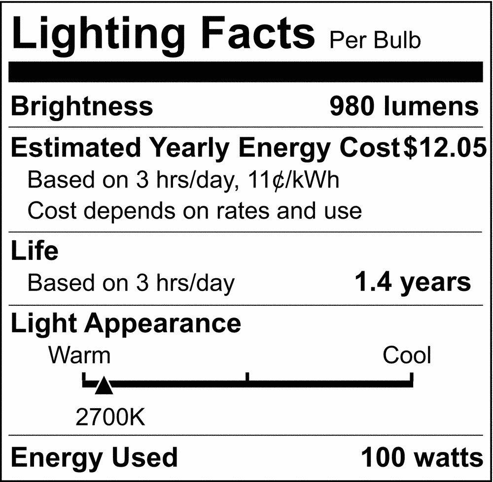 100W Dimmable Incandescent Medium E-26 Bulb 