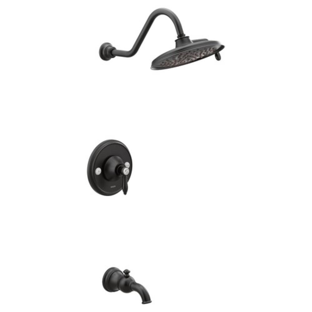 Moen Matte Black Single Handle Multi Function Bathtub & Shower Faucet (Trim Only) 