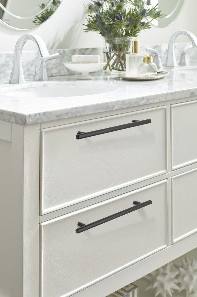 Amerock Flat Black Bar Pulls 7 in (178 mm) Center-to-Center Flat Black Cabinet Pull - 10 Pack 