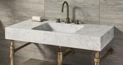 35-7/8 in. Undermount Rectangular Marble Bathroom Sink in Carrara Marble