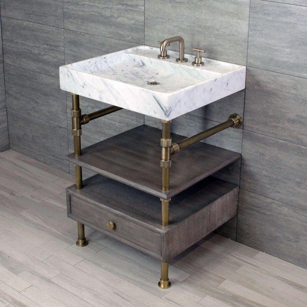 Stone Forest Antique Grey Limestone Wall Mount Bathroom Sink 