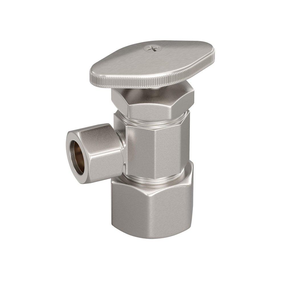 PROFLO&reg; Brushed Nickel 5/8 x 3/8 in. Angle Supply Stop Valve 