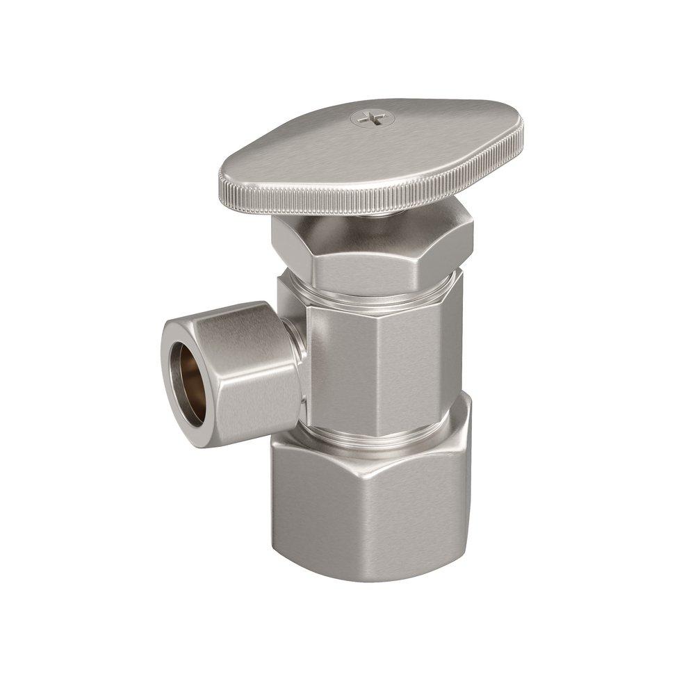 PROFLO&reg; Brushed Nickel 5/8 x 3/8 in. Angle Supply Stop Valve 
