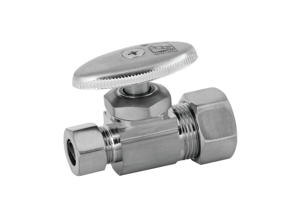 PROFLO&reg; Brushed Nickel Compression Straight Supply Stop Valve in Brushed Nickel 