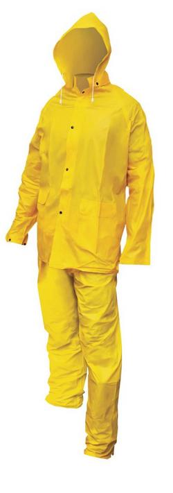Size L 0.35mm PVC and Polyester Rain Suit in Yellow (Reusable)