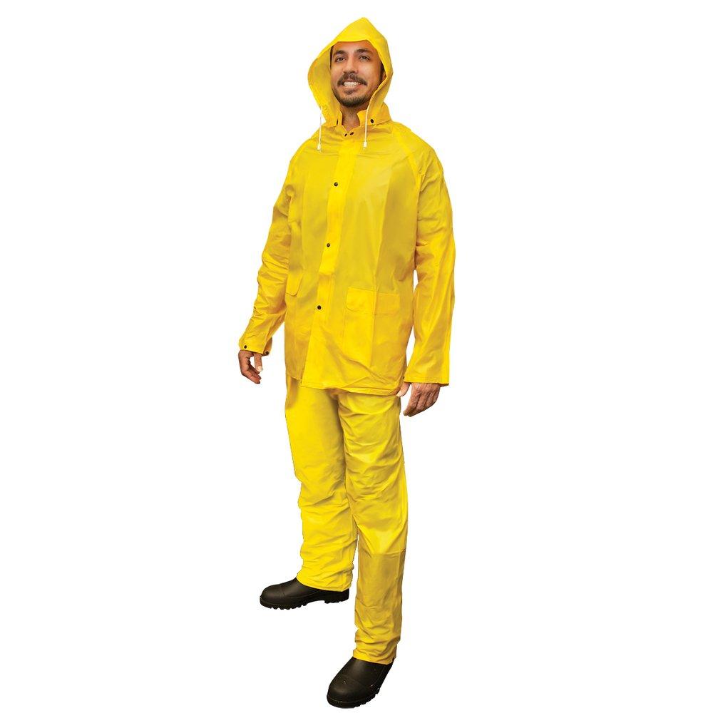 SAS Safety Yellow 0.35mm PVC and Polyester Reusable Rain Suit in Yellow (3 Piece) 