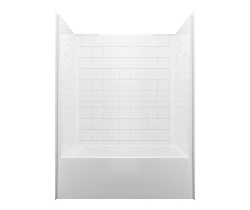 Aquatic White 60 x 30 in. Tub & Shower Unit with Left Drain 