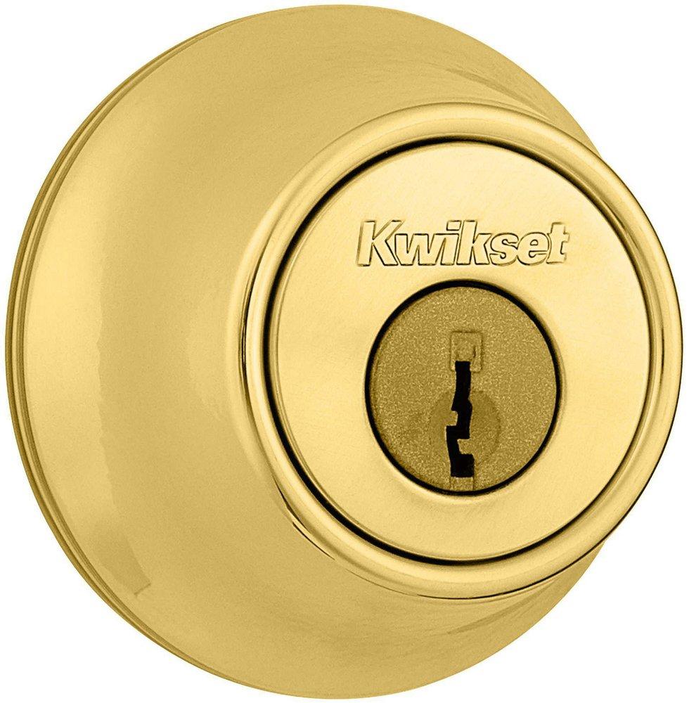 Kwikset Polished Brass Single Cylinder Deadbolt Lock 