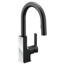 Single Handle Pull Down Bar Faucet in Matte Black/Polished Chrome